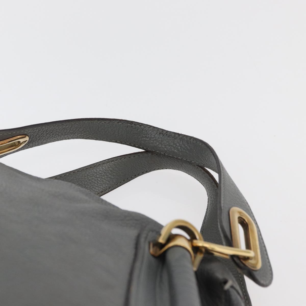 Chloe Paraty Hand Bag Leather 2way Gray Gold Auth 179031A