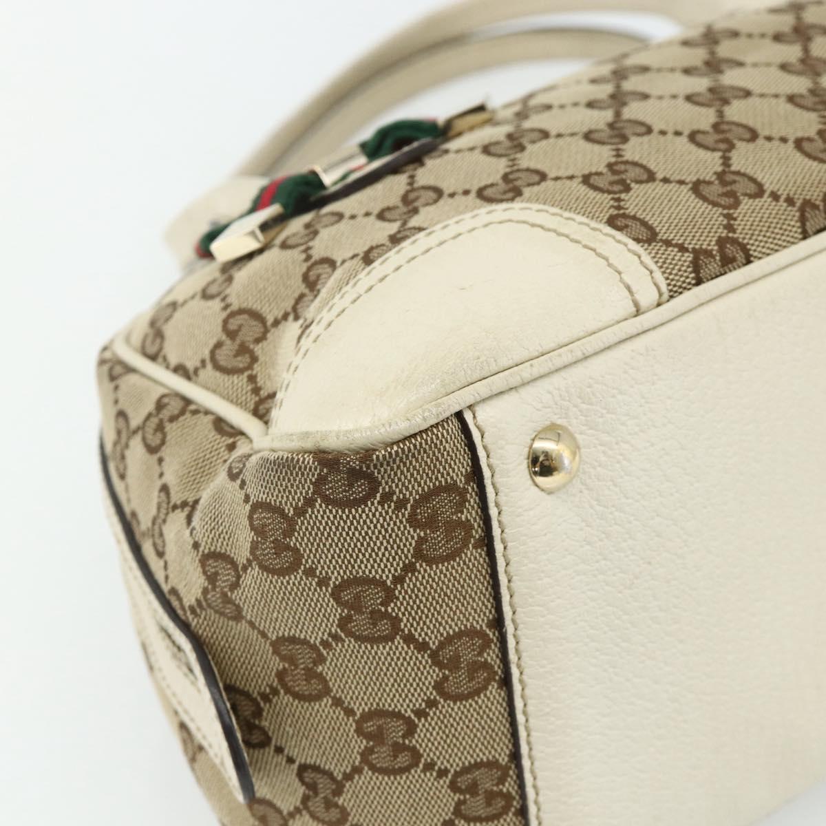 GUCCI GG Canvas Princey Web Sherry Line Bag Beige Gold 161720 Auth 179038A