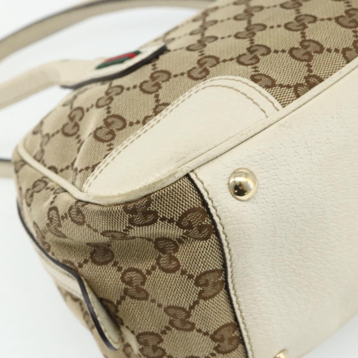 GUCCI GG Canvas Princey Web Sherry Line Bag Beige Gold 161720 Auth 179038A