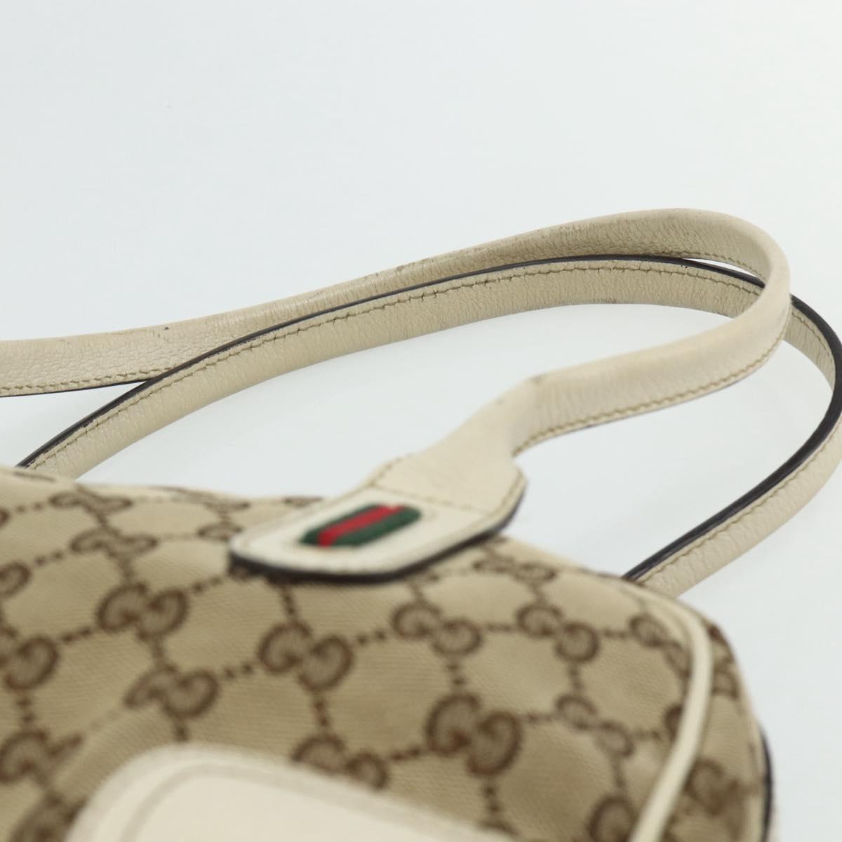 GUCCI GG Canvas Princey Web Sherry Line Bag Beige Gold 161720 Auth 179038A