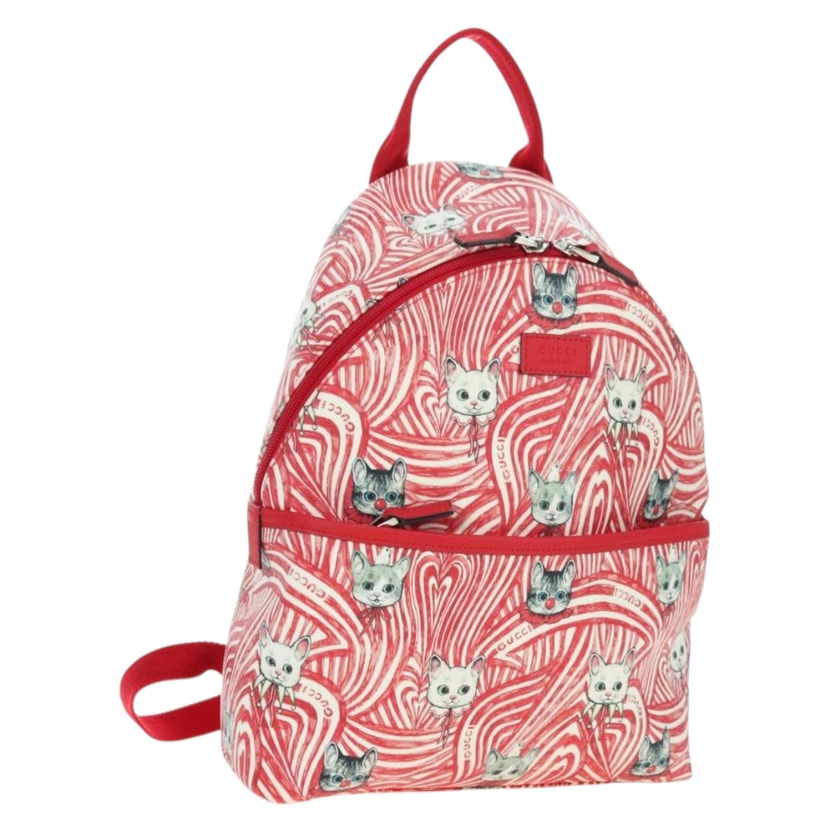 GUCCI Children's Higuchi Yuko Backpack PVC Silver Red 271327 Auth 179050SAM