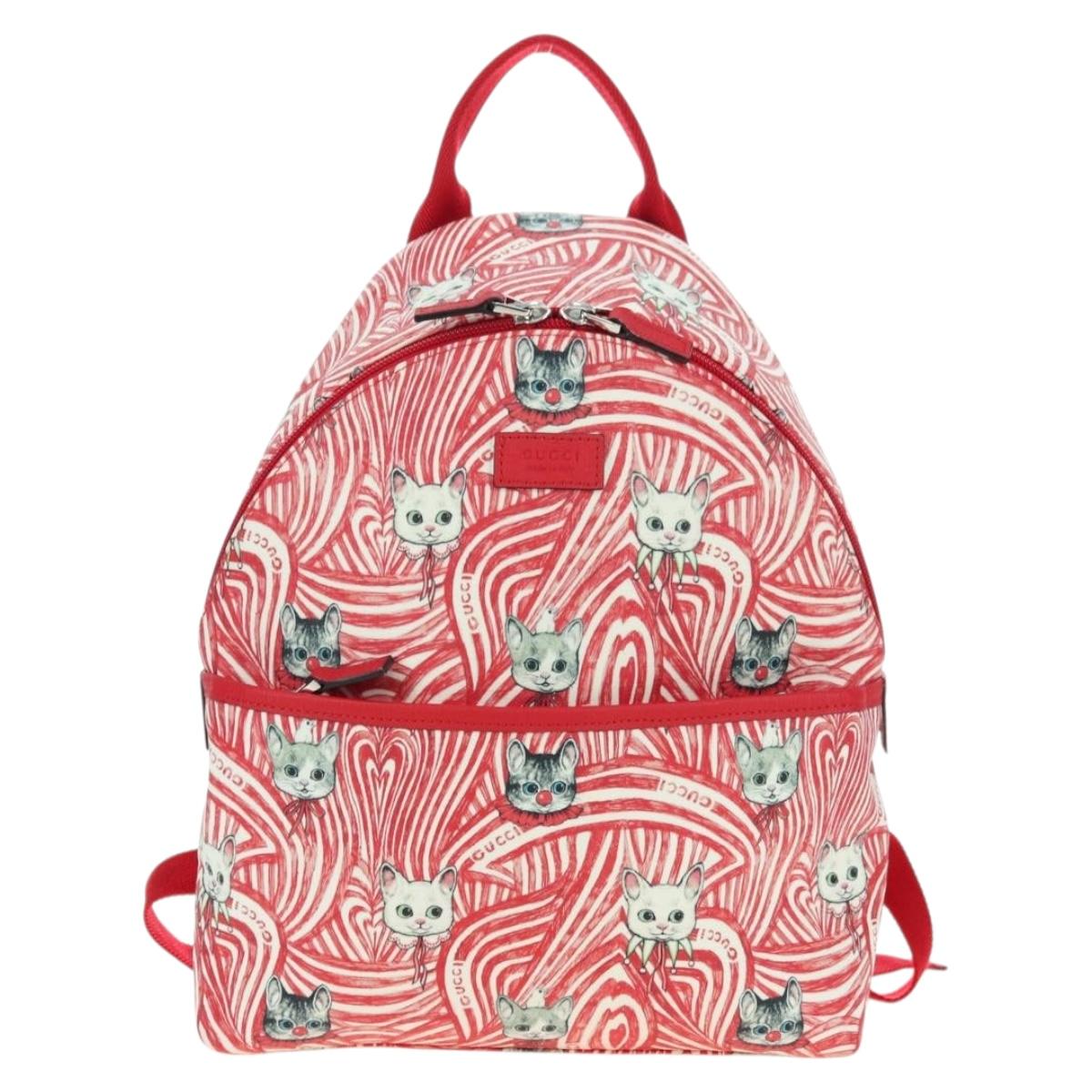 GUCCI Children's Higuchi Yuko Backpack PVC Silver Red 271327 Auth 179050SAM