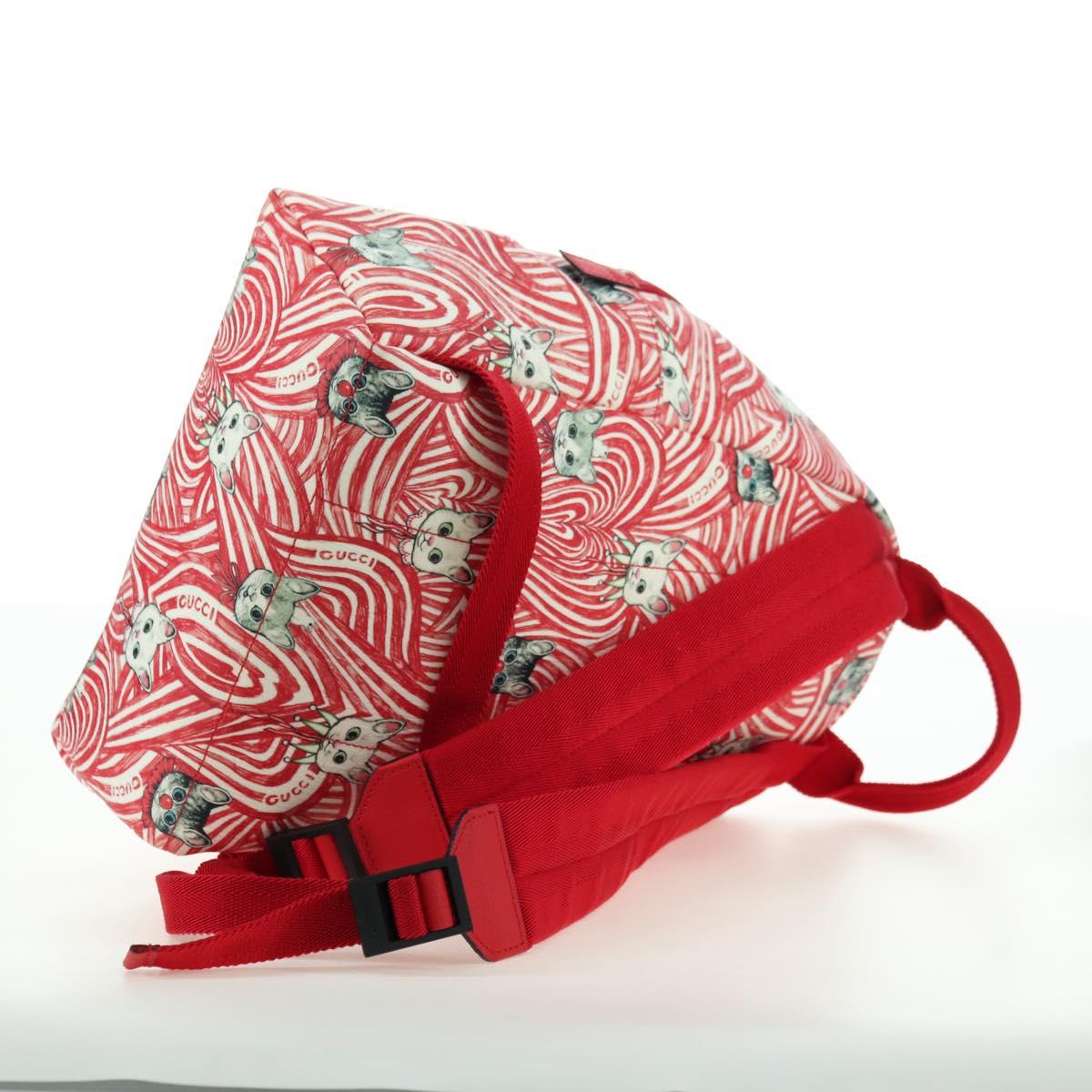 GUCCI Children's Higuchi Yuko Backpack PVC Silver Red 271327 Auth 179050SAM