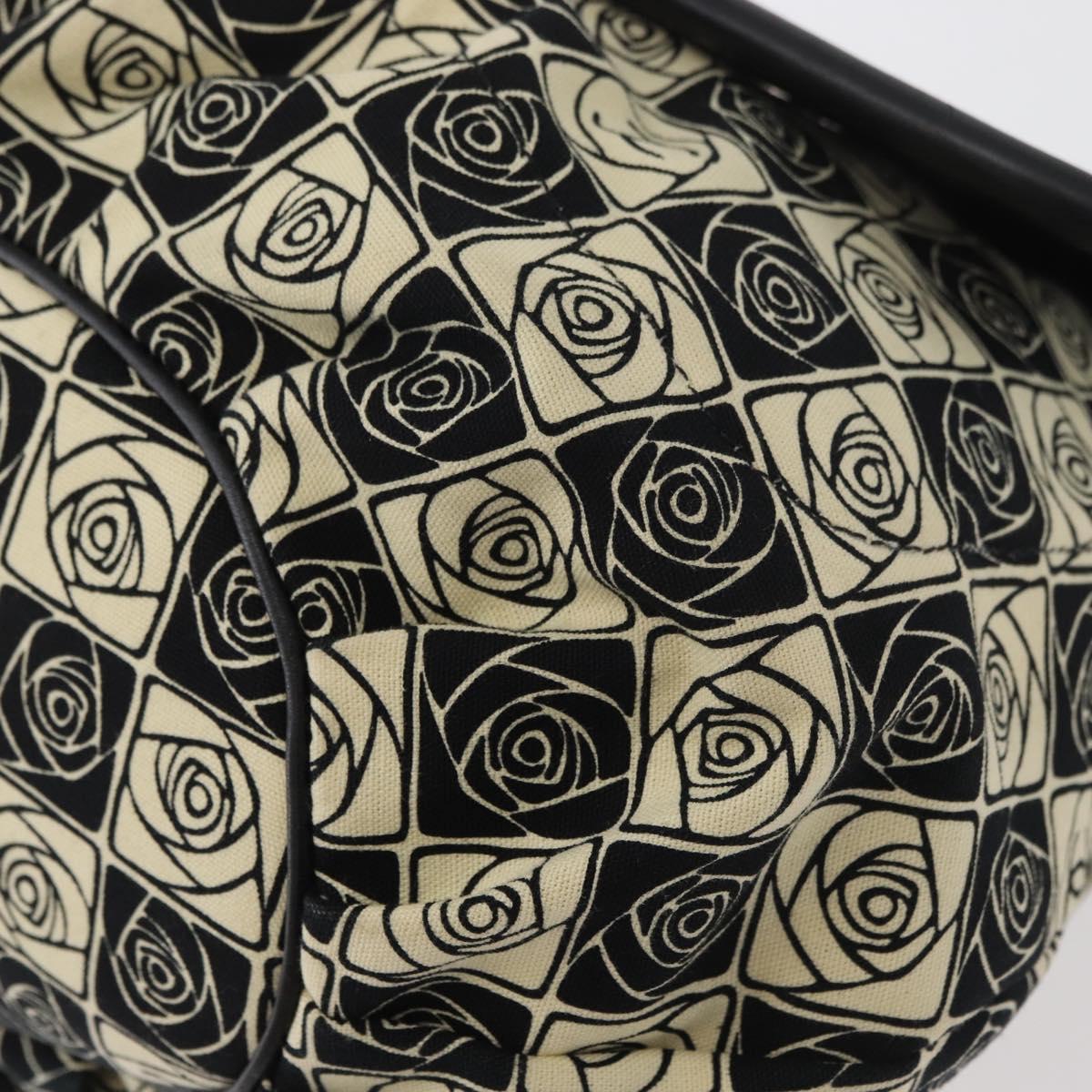 CHANEL Camelia Tote Bag Canvas Black Silver CC Auth 179051SAV