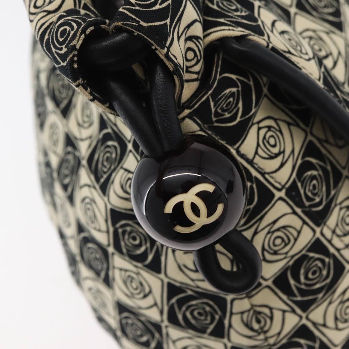 CHANEL Camelia Tote Bag Canvas Black Silver CC Auth 179051SAV