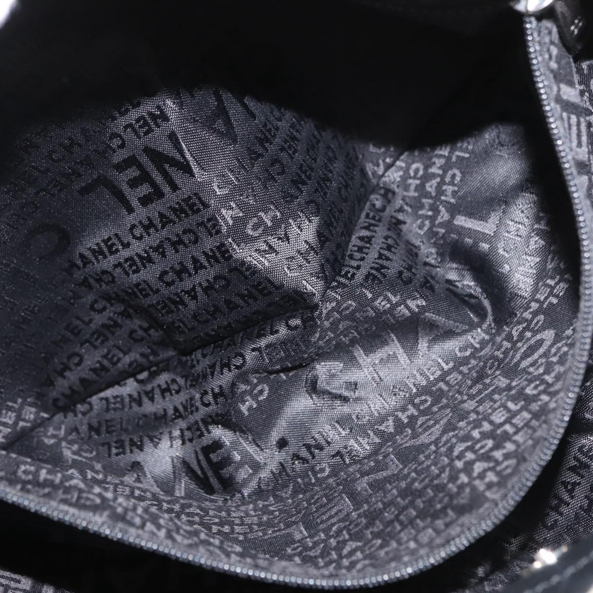 CHANEL Camelia Tote Bag Canvas Black Silver CC Auth 179051SAV