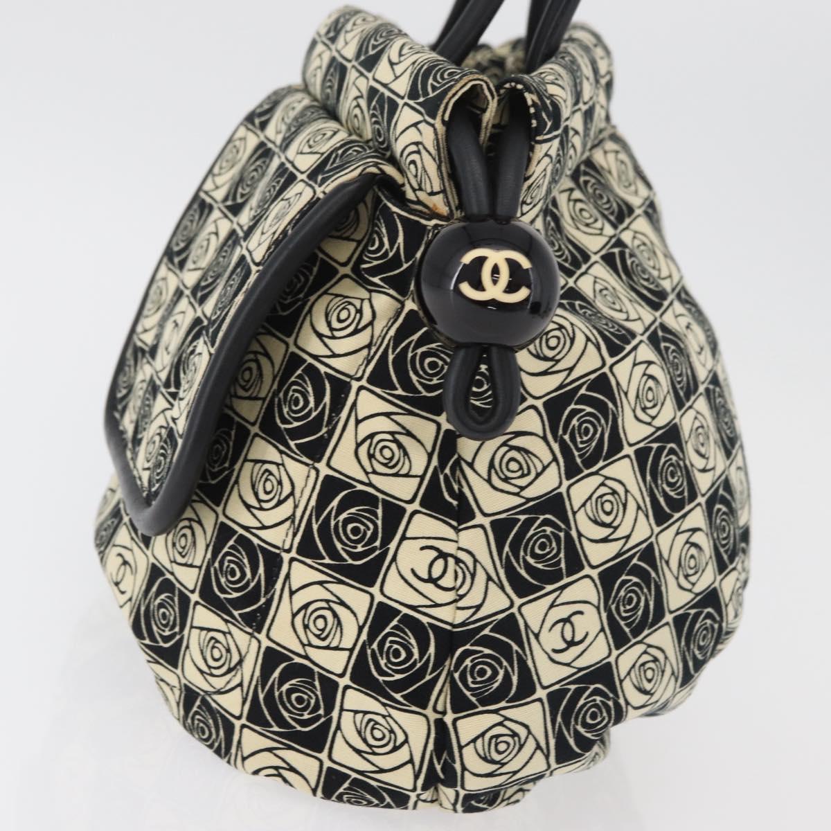 CHANEL Camelia Tote Bag Canvas Black Silver CC Auth 179051SAV