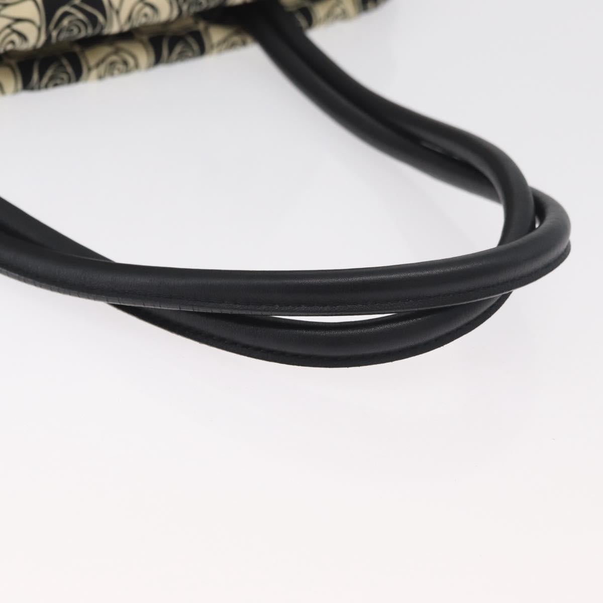 CHANEL Camelia Tote Bag Canvas Black Silver CC Auth 179051SAV