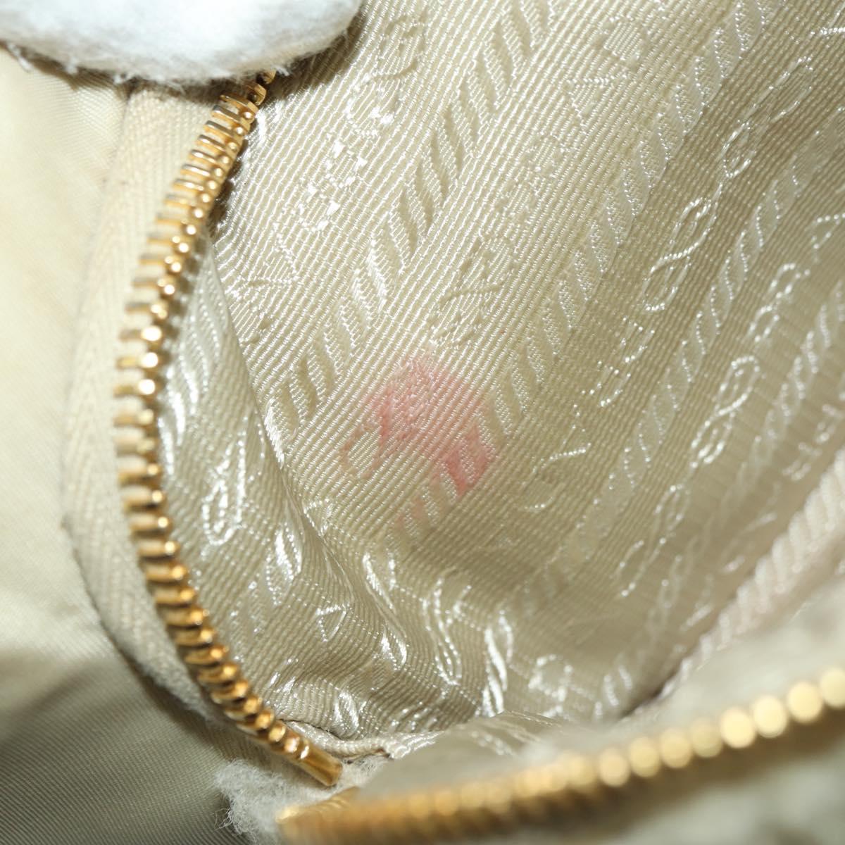 PRADA Chain Shoulder Bag Nylon 3way Beige Gold Auth 179052V
