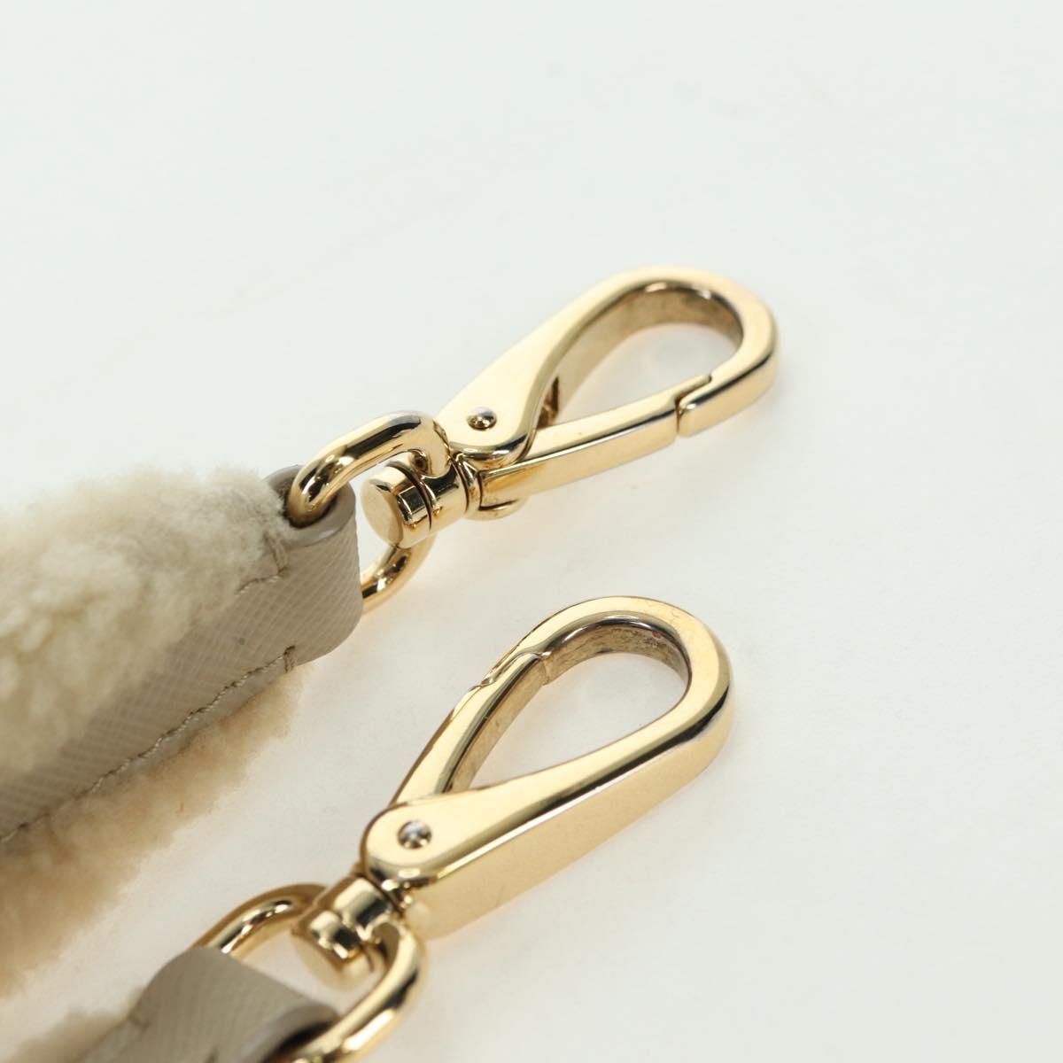 PRADA Chain Shoulder Bag Nylon 3way Beige Gold Auth 179052V