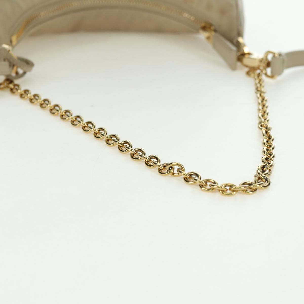 PRADA Chain Shoulder Bag Nylon 3way Beige Gold Auth 179052V