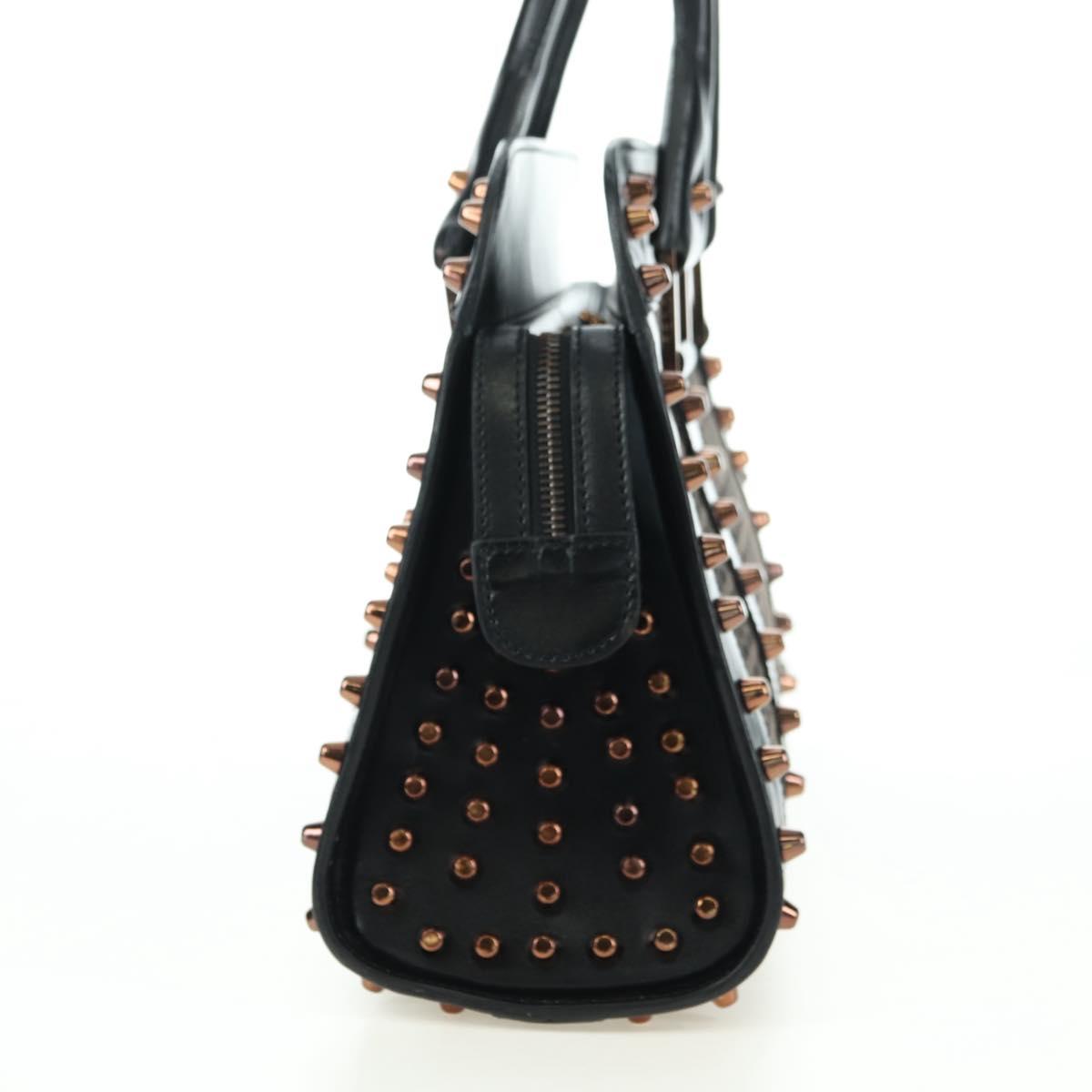 FENDI Zucchino Canvas Hand Bag Brown Silver Auth 179058V