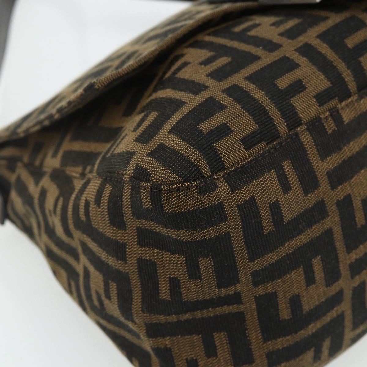 FENDI Zucca Canvas Mamma Baguette Shoulder Bag Black Brown Auth 179060V