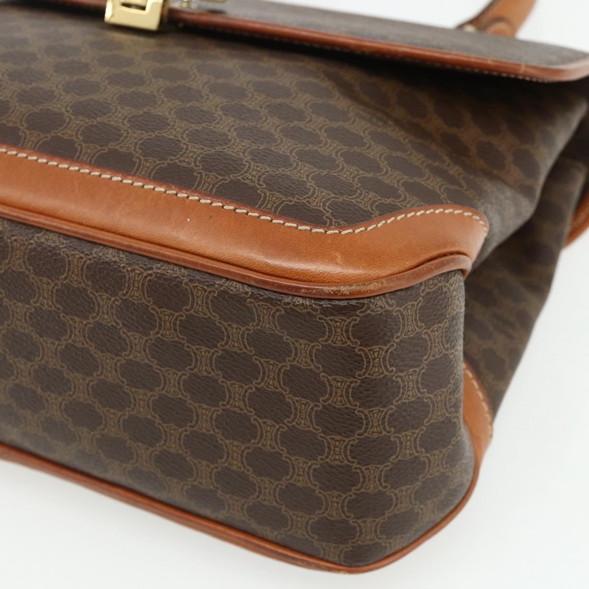 CELINE Macadam Canvas Hand Bag PVC Leather Gold Brown Auth 179062