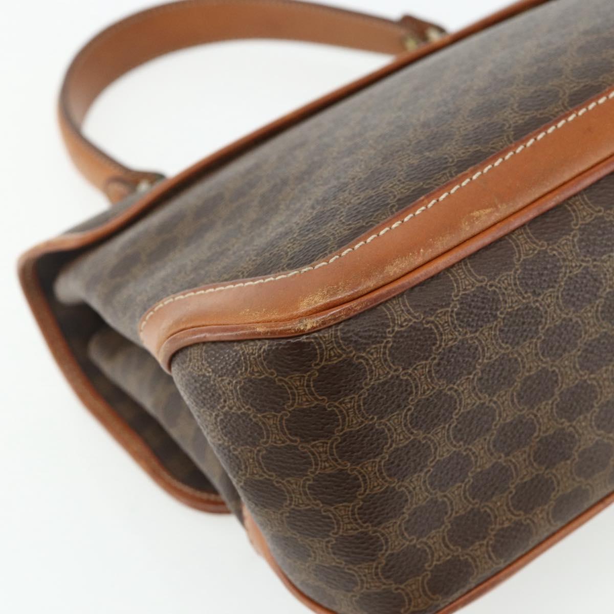 CELINE Macadam Canvas Hand Bag PVC Leather Gold Brown Auth 179062