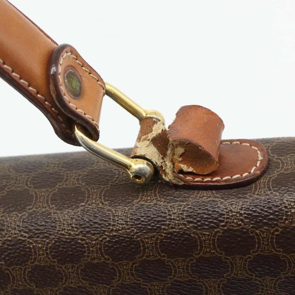 CELINE Macadam Canvas Hand Bag PVC Leather Gold Brown Auth 179062