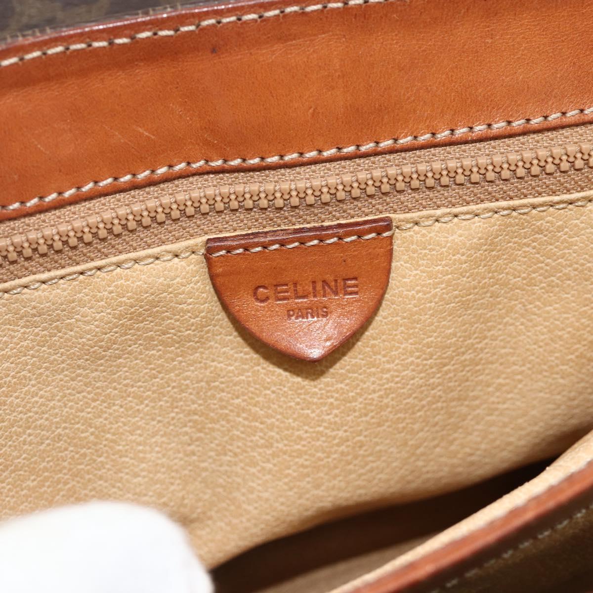 CELINE Macadam Canvas Hand Bag PVC Leather Gold Brown Auth 179062
