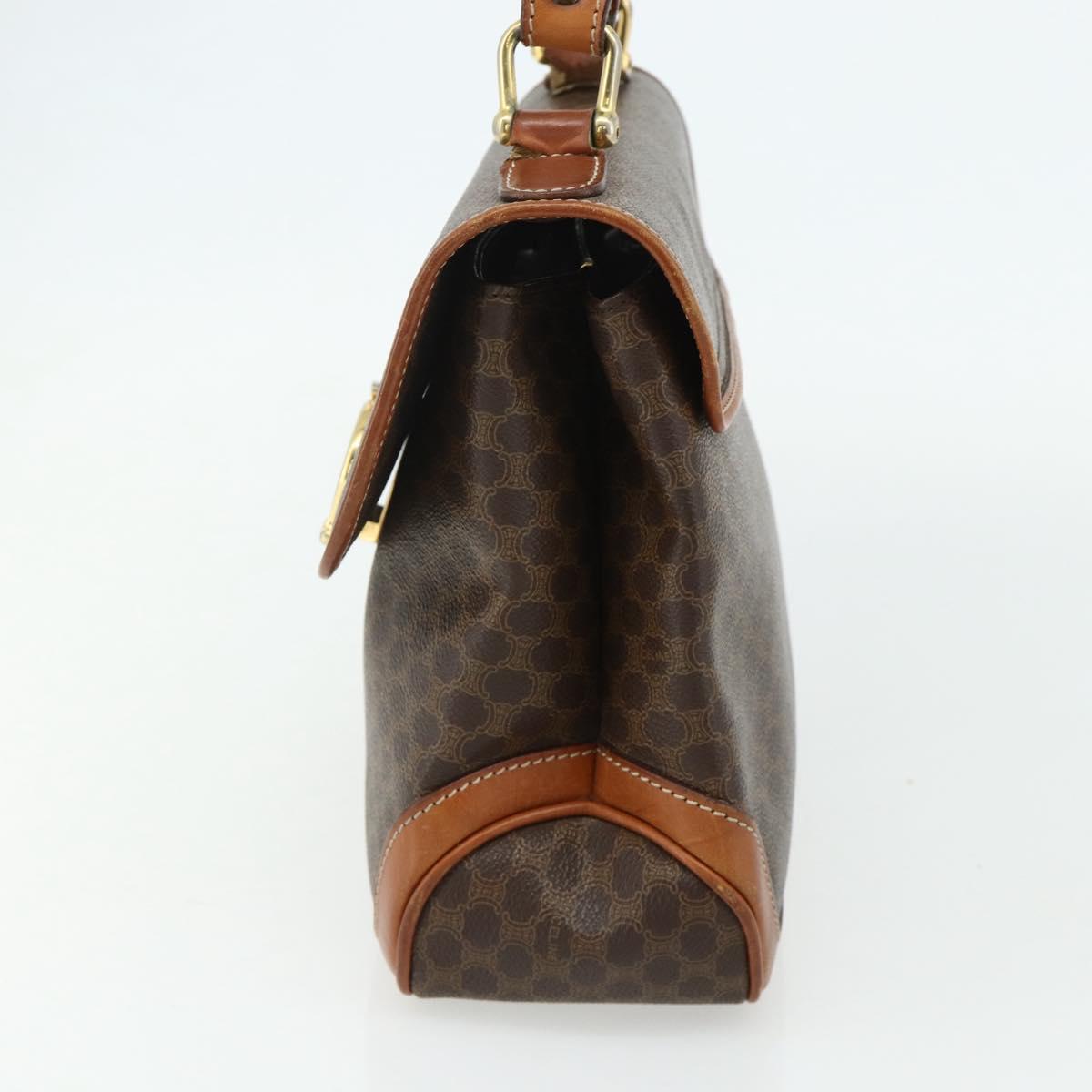 CELINE Macadam Canvas Hand Bag PVC Leather Gold Brown Auth 179062