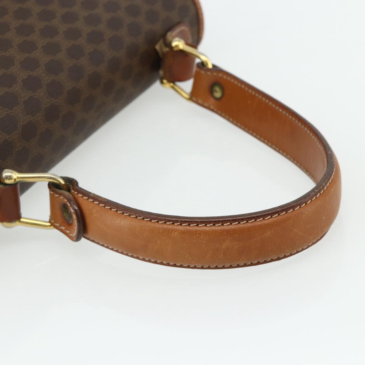 CELINE Macadam Canvas Hand Bag PVC Leather Gold Brown Auth 179062