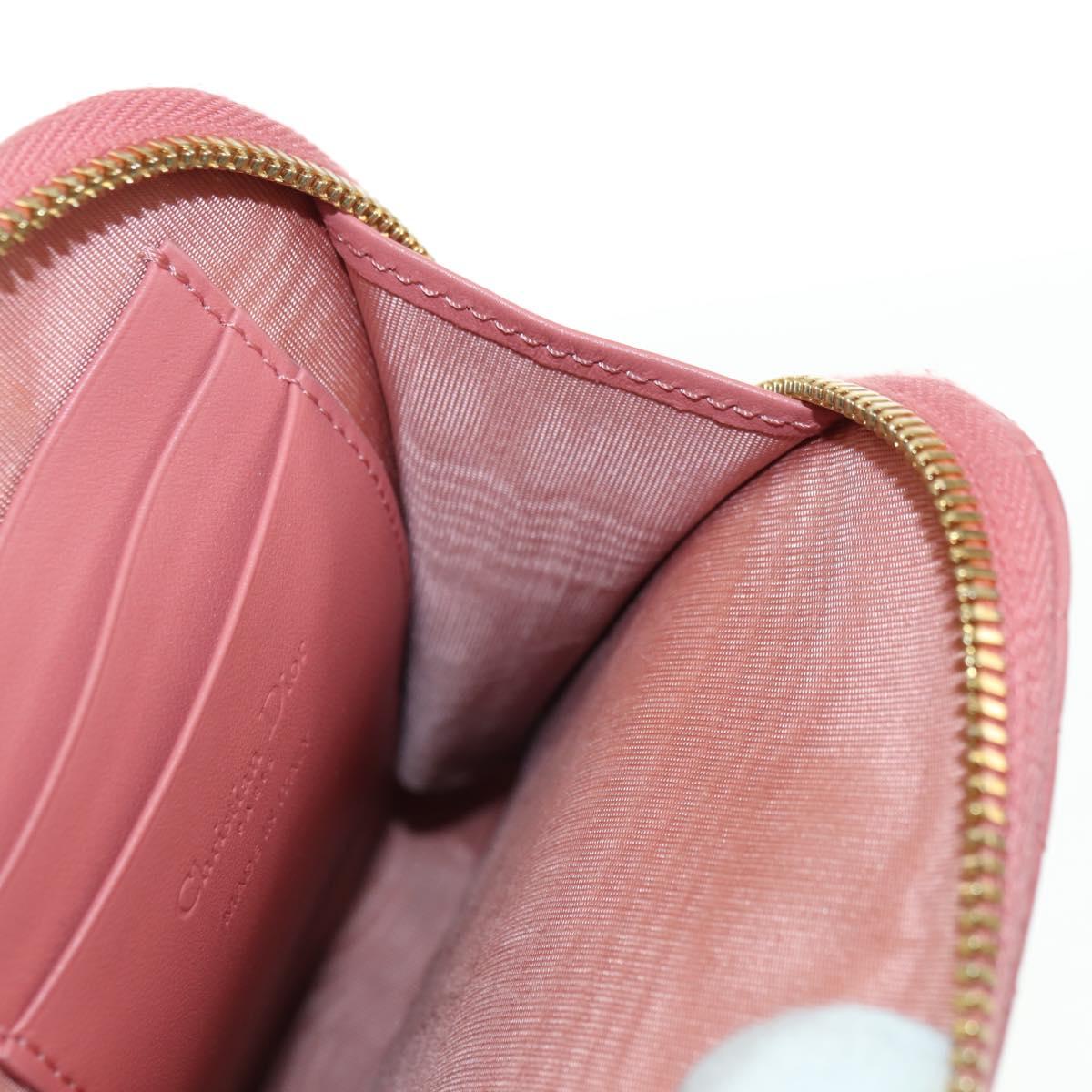 Christian Dior Cannage Chain Phone Pouch Bag Lamb Skin Pink Gold Auth 179066M