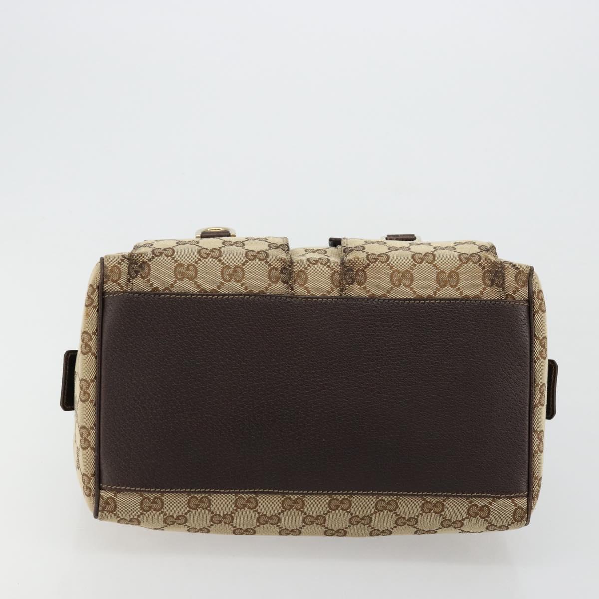 GUCCI GG Canvas Abbey Hand Bag Beige Gold 153026 Auth 179083