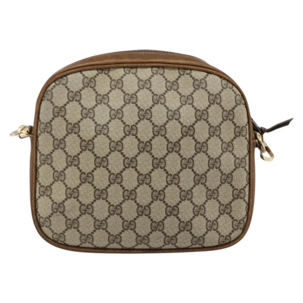GUCCI GG Supreme Web Sherry Line Shoulder Bag PVC Beige Gold Red Auth 179084