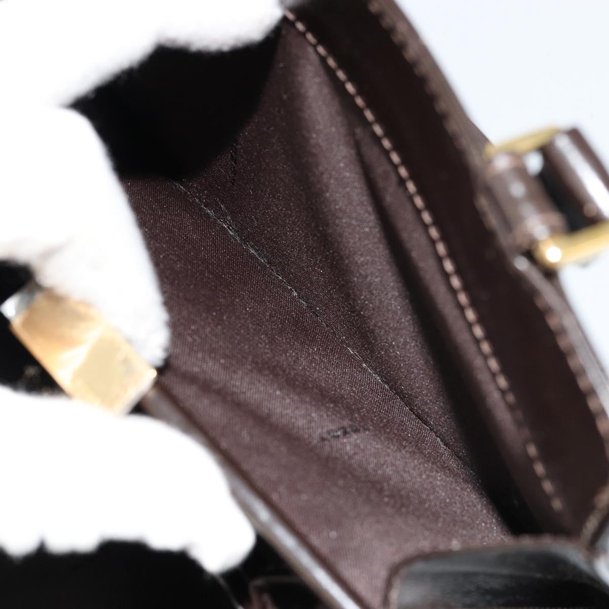 FENDI Hand Bag Leather Black Gold Auth 179086A