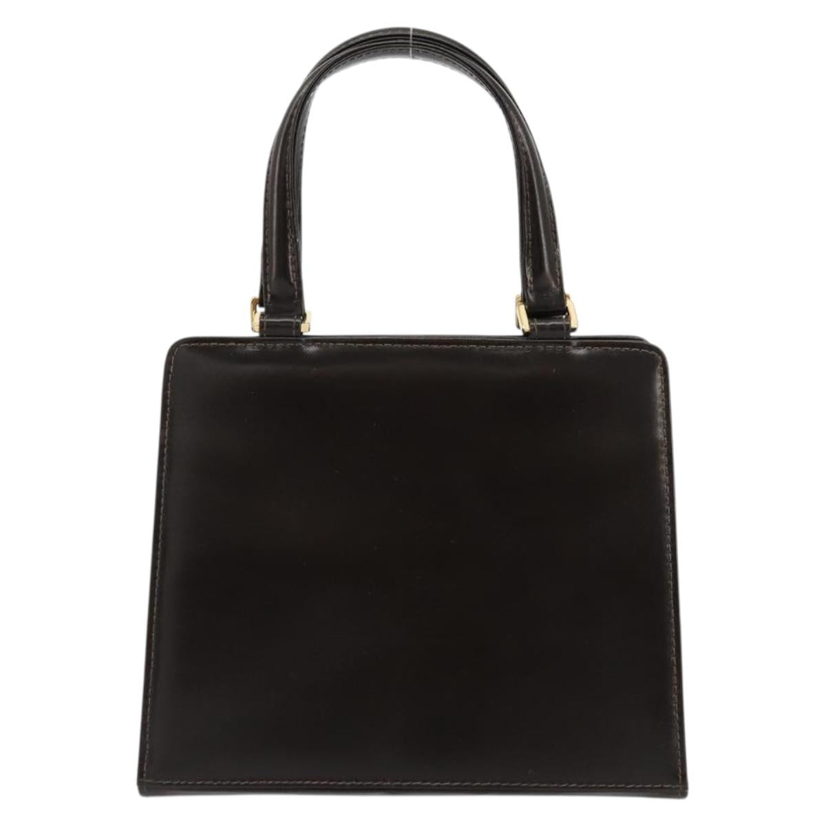 FENDI Hand Bag Leather Black Gold Auth 179086A