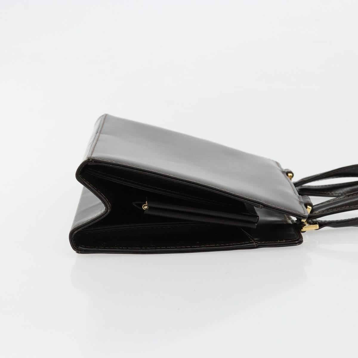 FENDI Hand Bag Leather Black Gold Auth 179086A