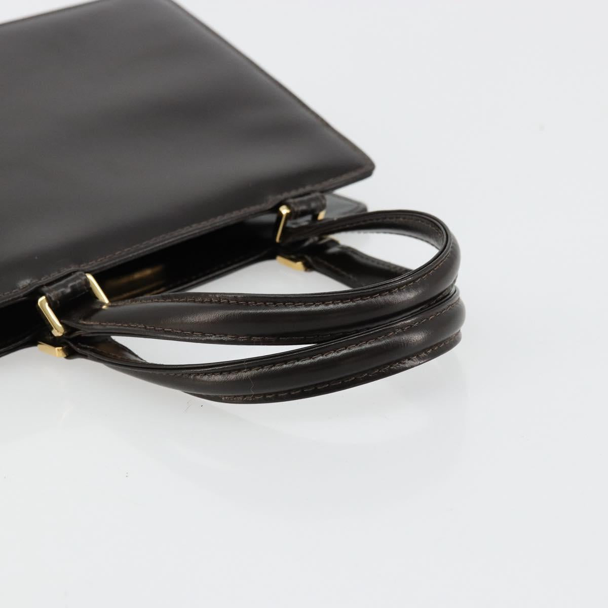 FENDI Hand Bag Leather Black Gold Auth 179086A