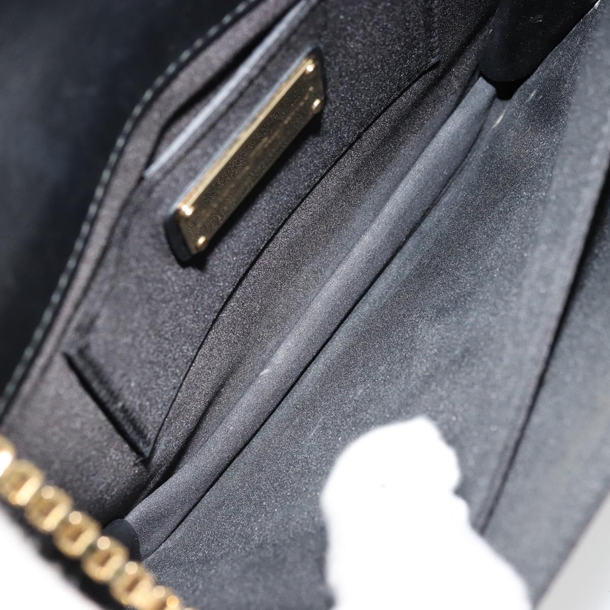 Salvatore Ferragamo Gancini Chain Shoulder Bag Satin Black Gold Auth 179087