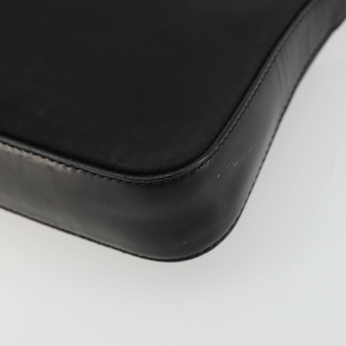 PRADA Shoulder Bag Nylon Black Silver Auth 179091A