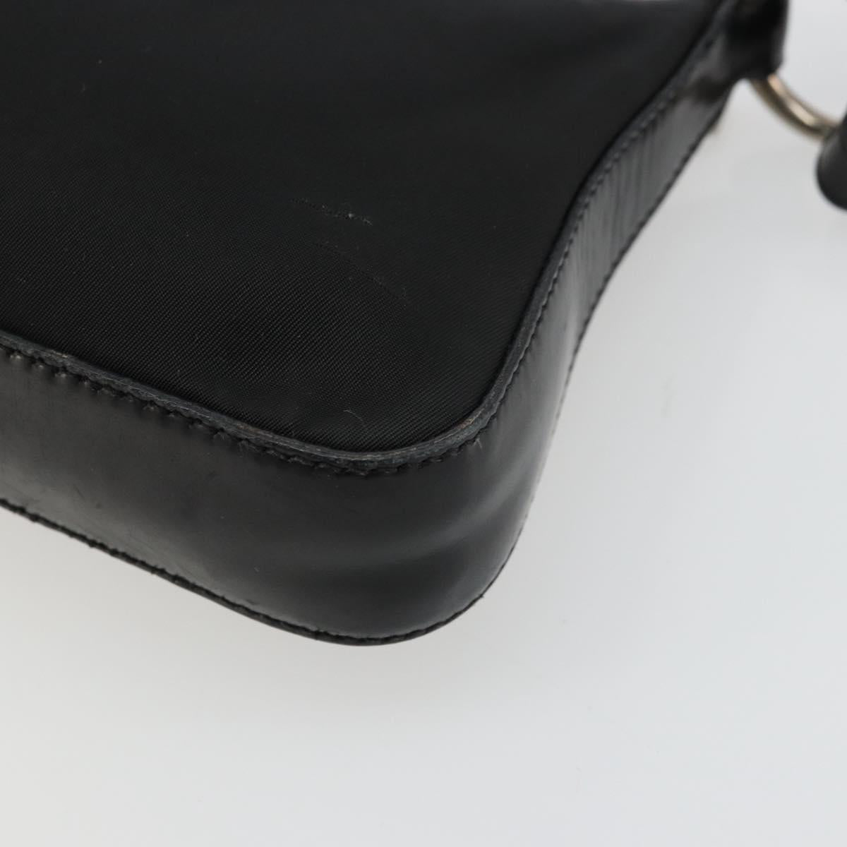 PRADA Shoulder Bag Nylon Black Silver Auth 179091A