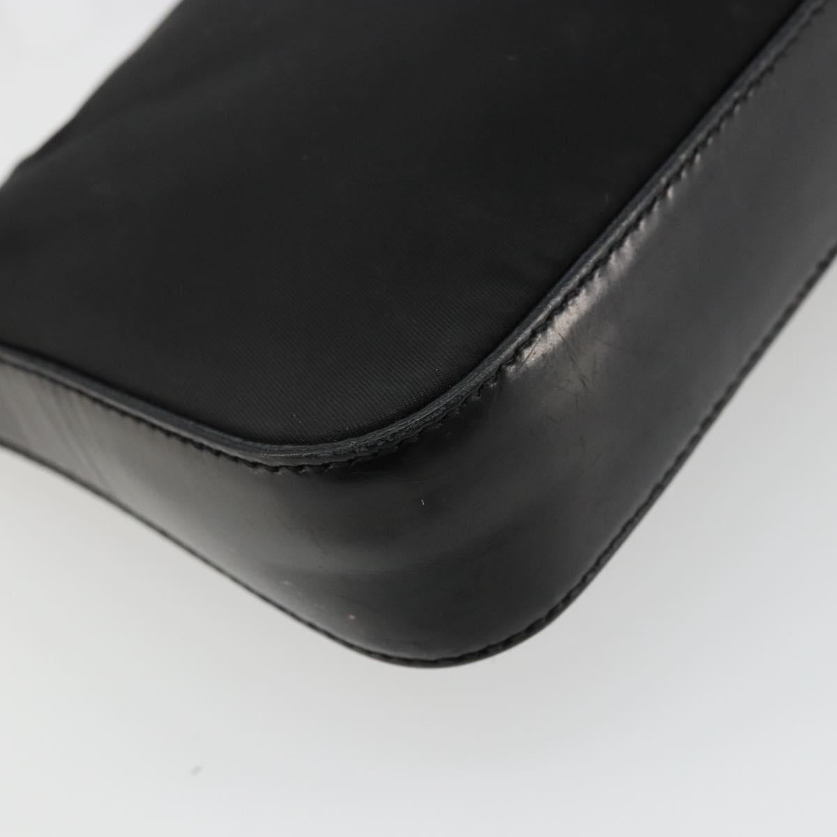 PRADA Shoulder Bag Nylon Black Silver Auth 179091A
