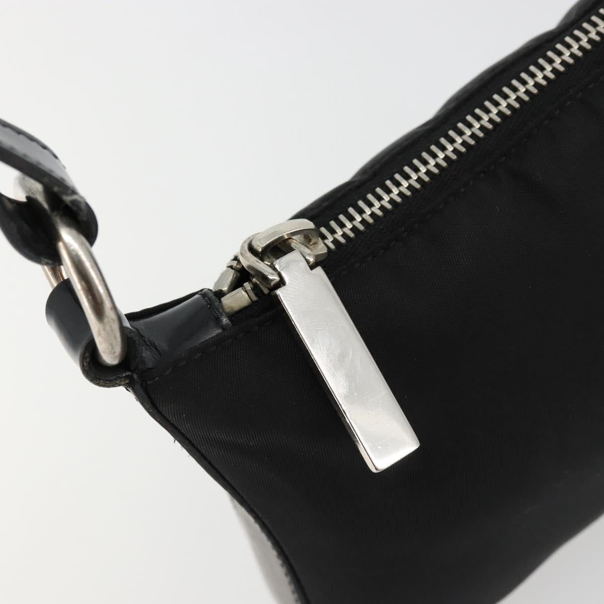 PRADA Shoulder Bag Nylon Black Silver Auth 179091A