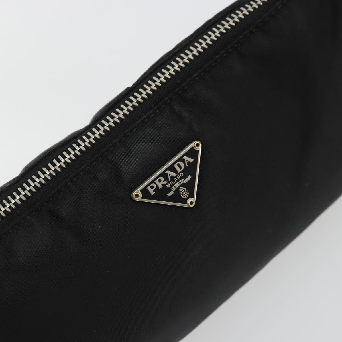 PRADA Shoulder Bag Nylon Black Silver Auth 179091A