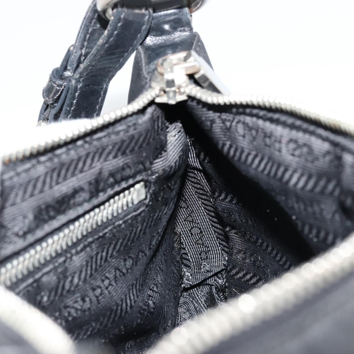 PRADA Shoulder Bag Nylon Black Silver Auth 179091A