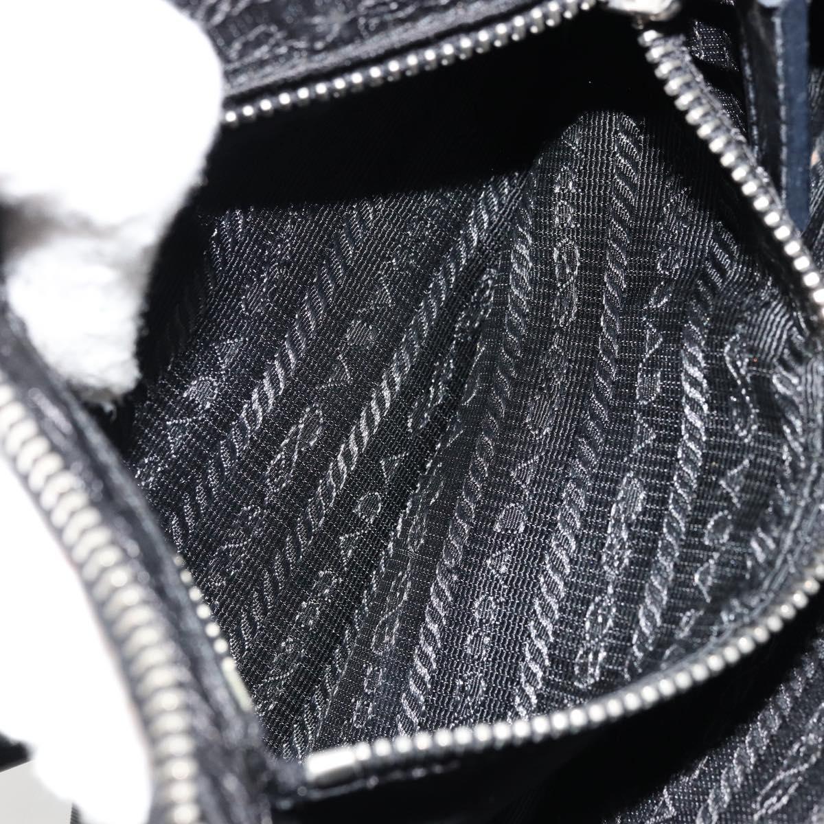 PRADA Shoulder Bag Nylon Black Silver Auth 179091A