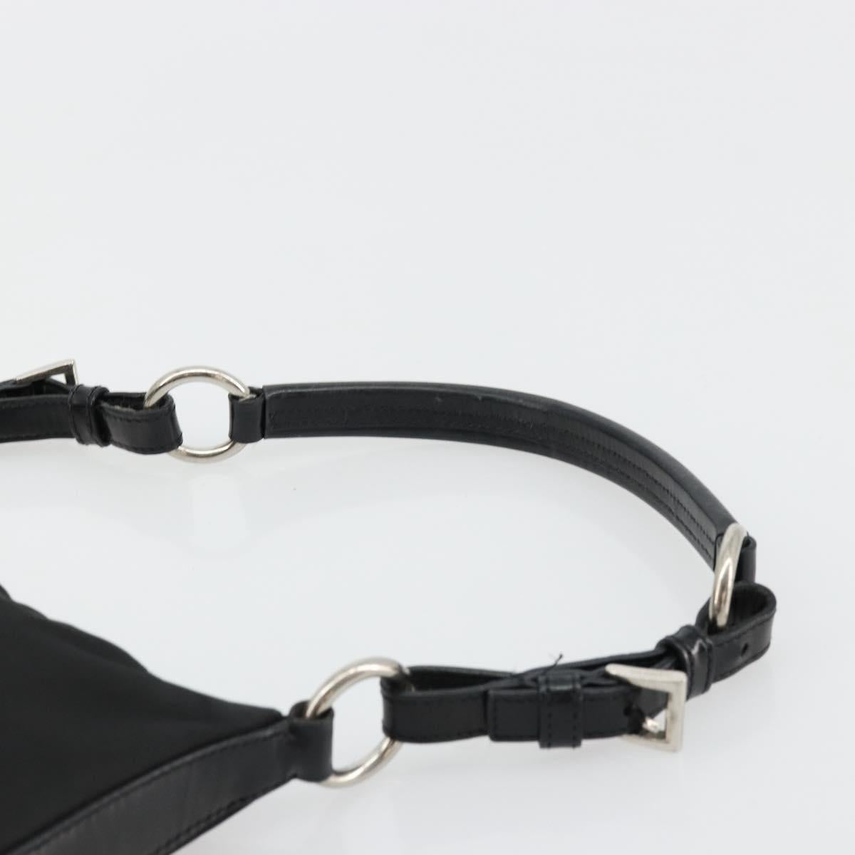 PRADA Shoulder Bag Nylon Black Silver Auth 179091A