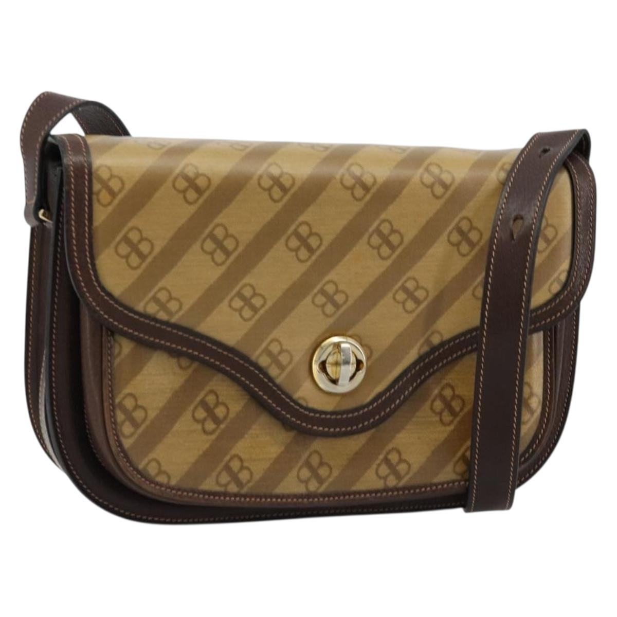 BALENCIAGA Shoulder Bag Coated Canvas Gold Beige Auth 179093A