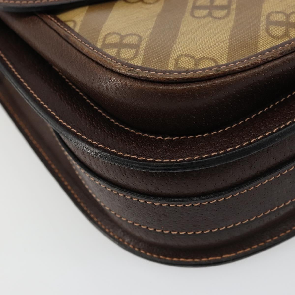 BALENCIAGA Shoulder Bag Coated Canvas Gold Beige Auth 179093A