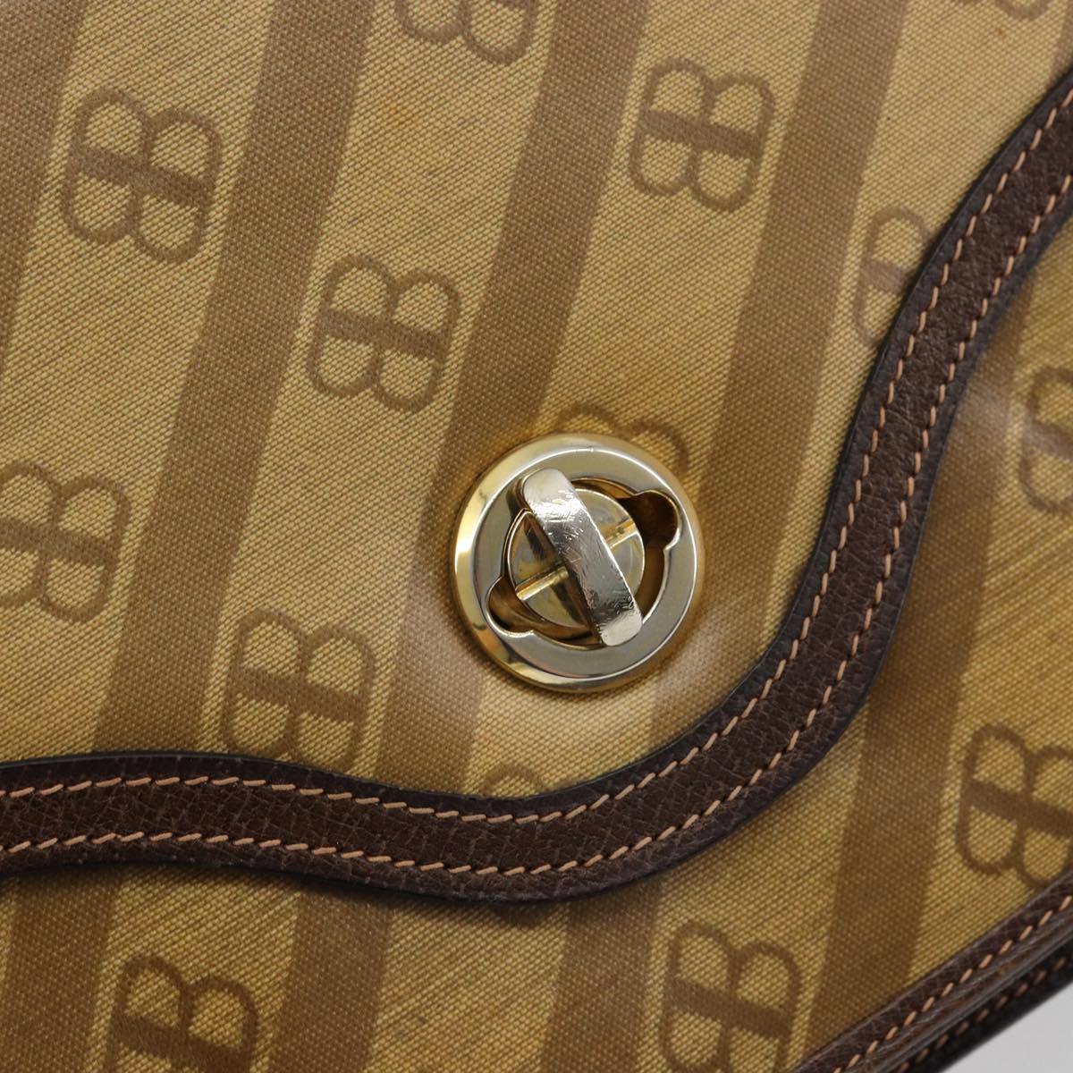 BALENCIAGA Shoulder Bag Coated Canvas Gold Beige Auth 179093A