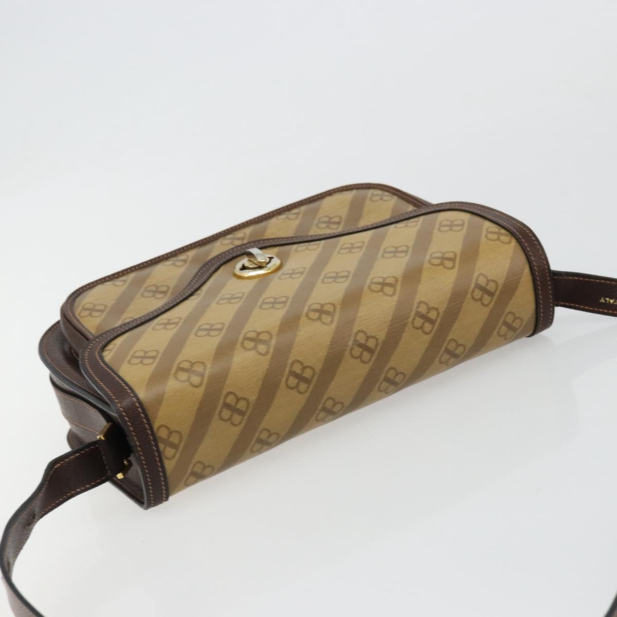 BALENCIAGA Shoulder Bag Coated Canvas Gold Beige Auth 179093A