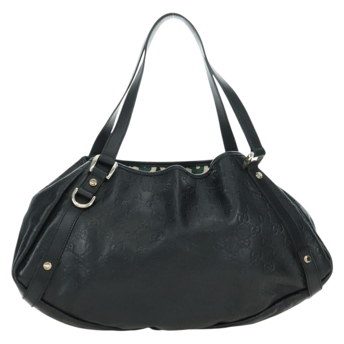 GUCCI Guccissima GG Canvas Abbey Tote Bag Leather Black Gold 130736 Auth 179098V