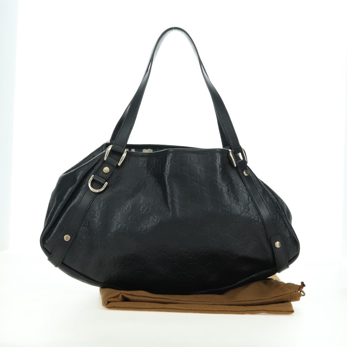 GUCCI Guccissima GG Canvas Abbey Tote Bag Leather Black Gold 130736 Auth 179098V