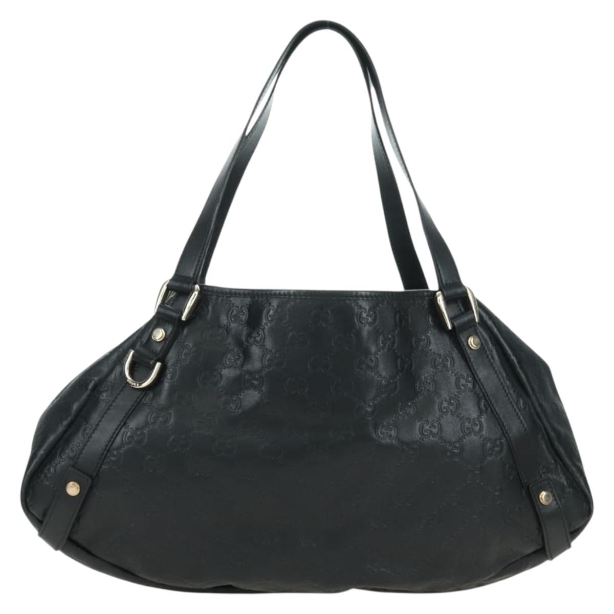 GUCCI Guccissima GG Canvas Abbey Tote Bag Leather Black Gold 130736 Auth 179098V