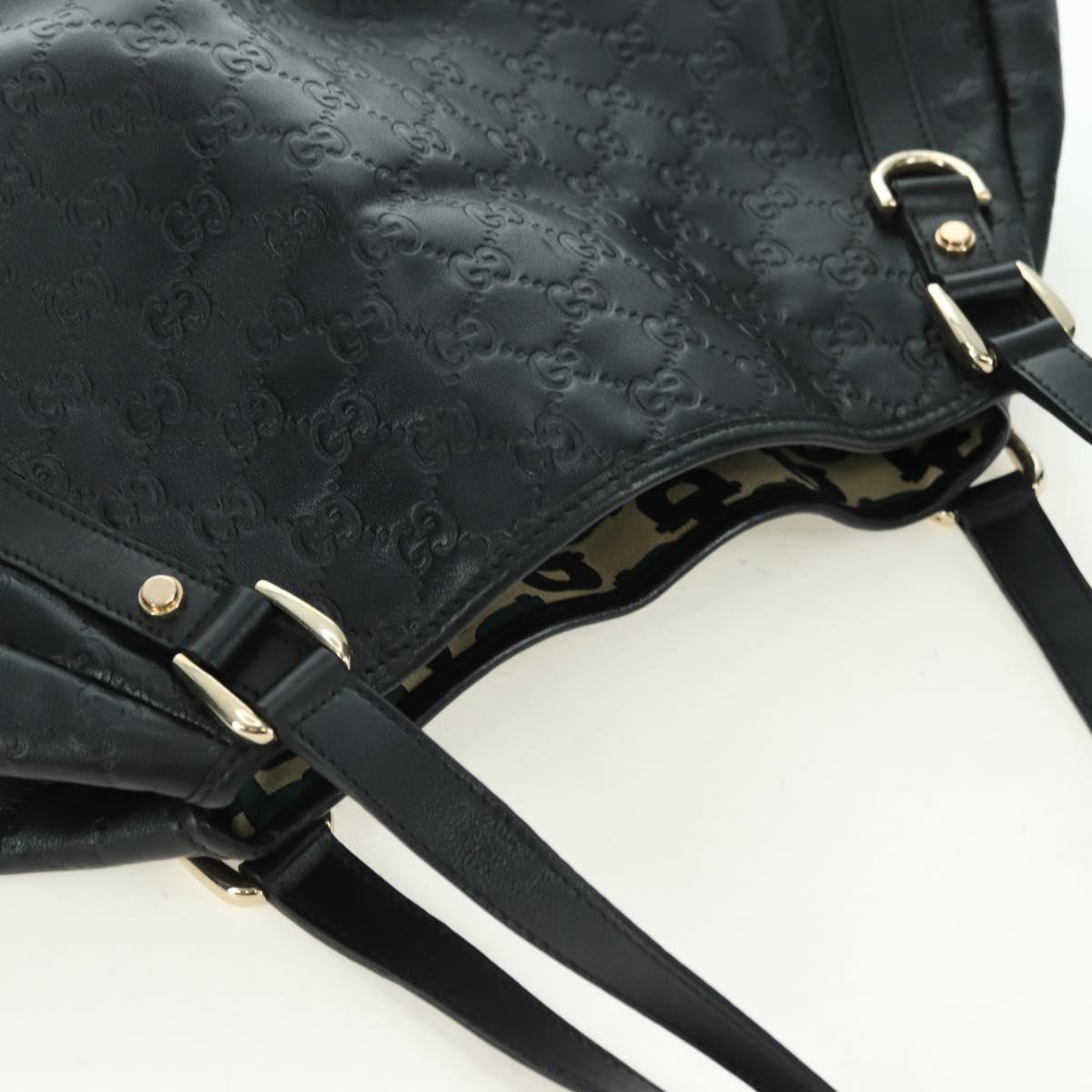 GUCCI Guccissima GG Canvas Abbey Tote Bag Leather Black Gold 130736 Auth 179098V