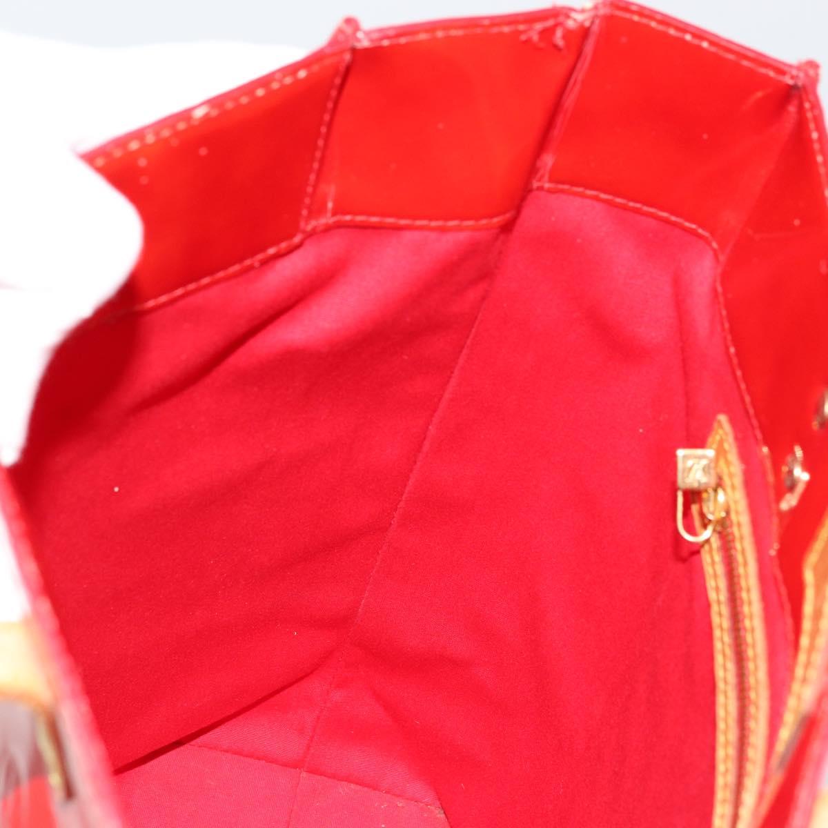 LOUIS VUITTON Monogram Vernis Reade MM Hand Bag Red Rouge M91086 LV Auth 179101