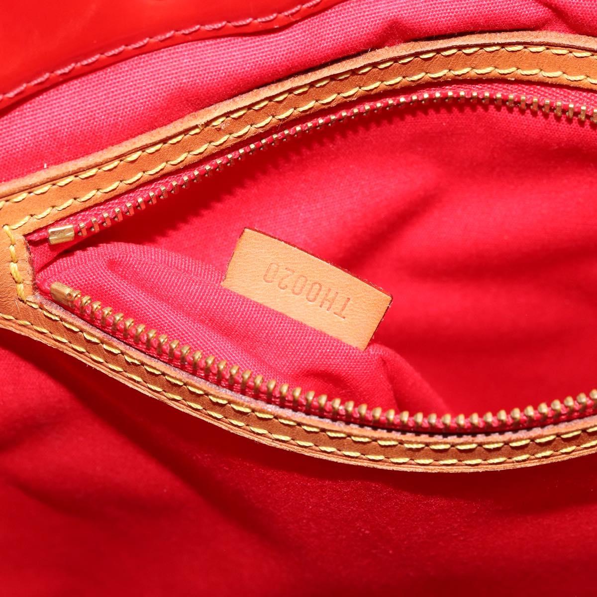 LOUIS VUITTON Monogram Vernis Reade MM Hand Bag Red Rouge M91086 LV Auth 179101