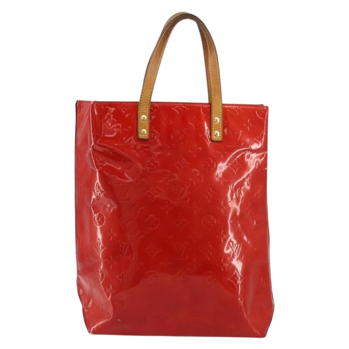 LOUIS VUITTON Monogram Vernis Reade MM Hand Bag Red Rouge M91086 LV Auth 179101